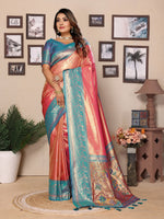 Pink Banarasi Tissue Silk Heavy Woven Jari Designer Ceremonial Saree