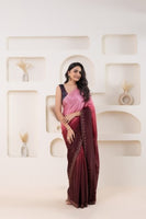 Pink Beautiful Bollywood Style Satin Fabic Ready To Wear Saree