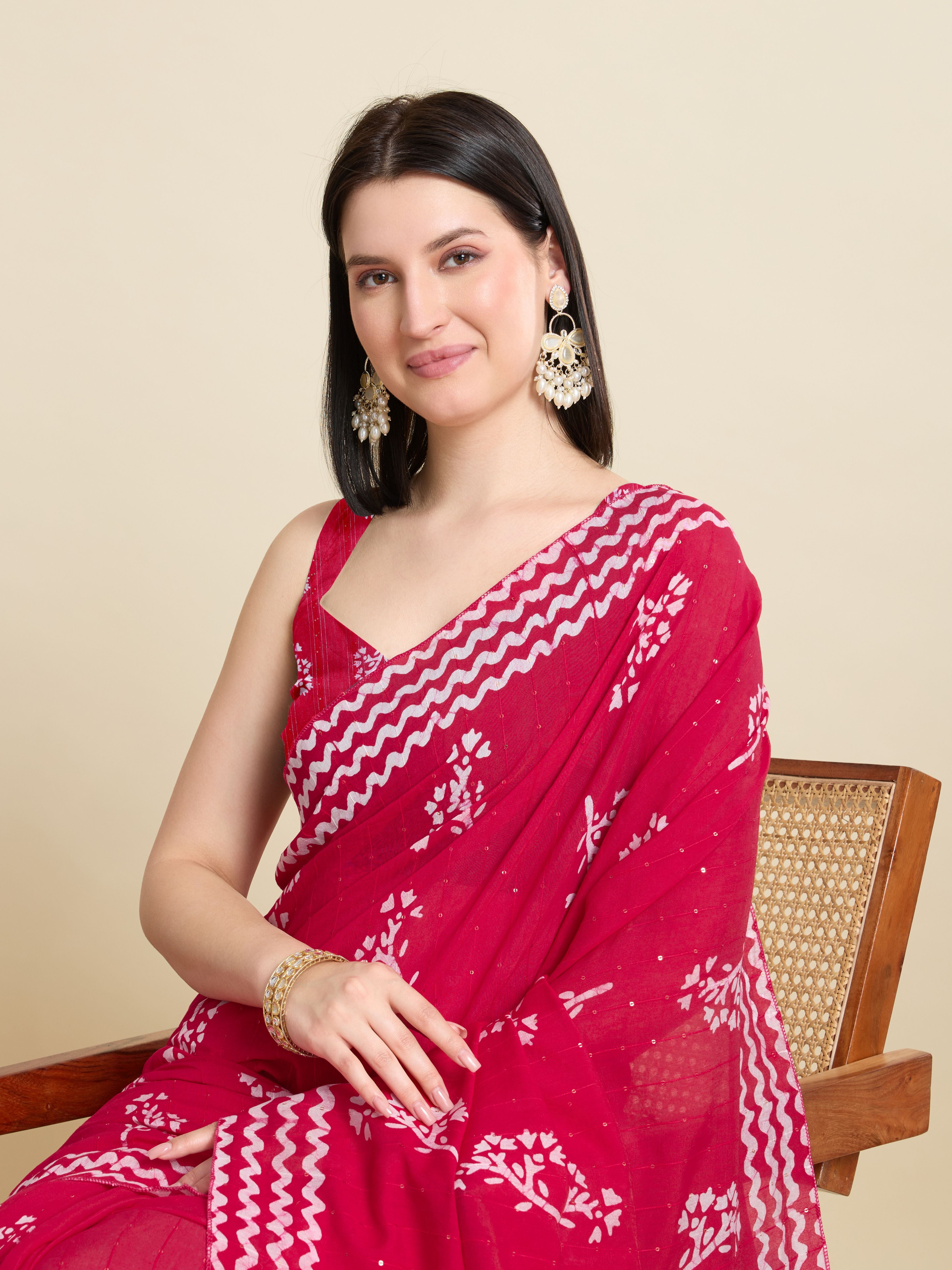 Pink Blended Cotton Ethnic Festive Saree