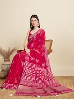 Pink Blended Cotton Ethnic Festive Saree