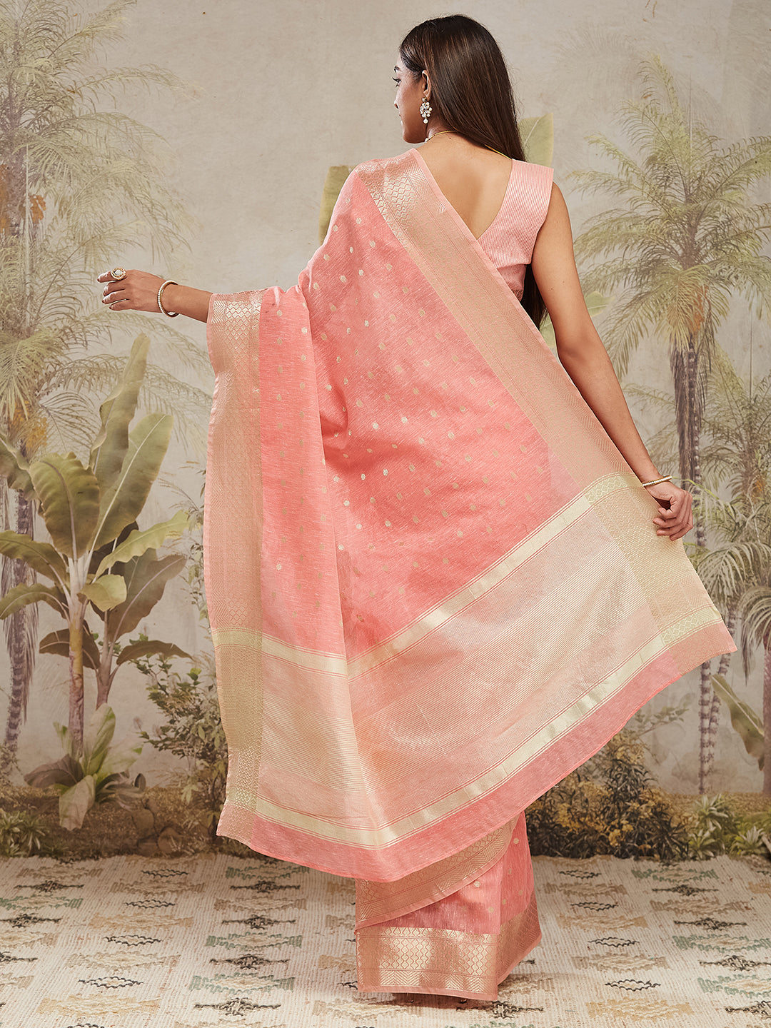 Pink Chanderi Cotton Woven Designer Ethnic Traditional Saree