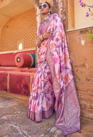 Pink Color Pv Silk Saree With  Smart Floral Print