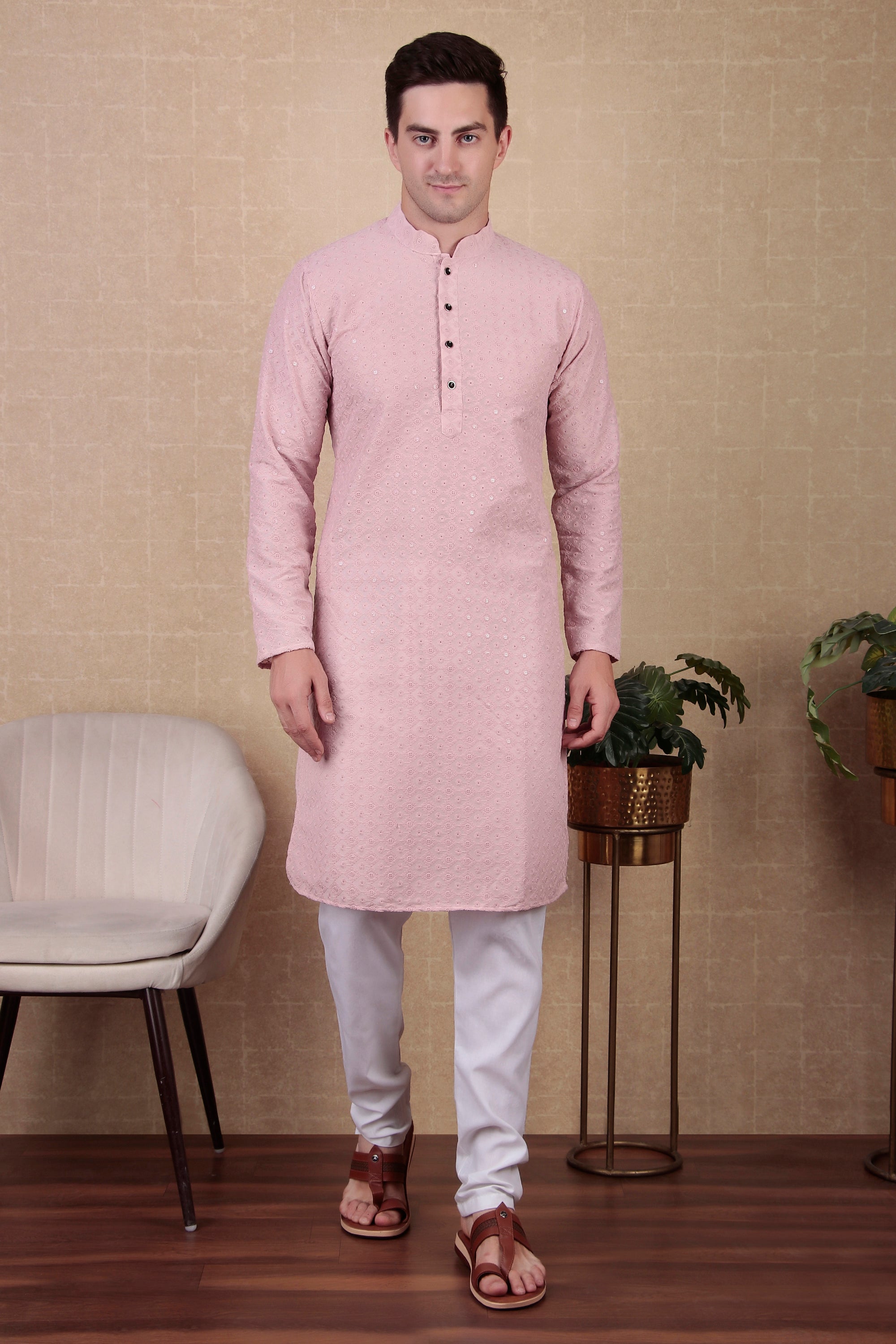 Pink Color Sequins Embroidered Bollywood Style Kurta Payjama Set – Stylish and Vibrant