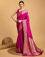 Pink Colour Beautiful Soft Silk Saree With Zari Woven Designer