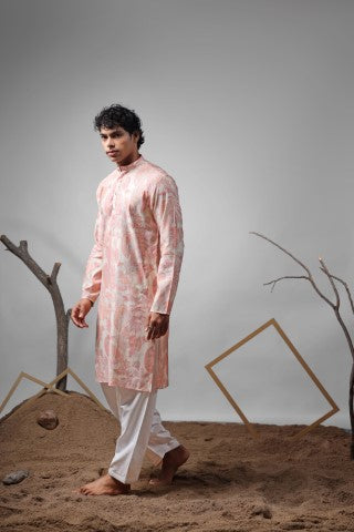 Pink Designer Printed Modal Stylish Kurta Pajama