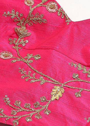 Pink Embroidery Mulberry Silk Wedding Lehenga Choli