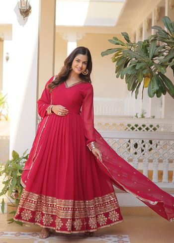 Pink  Faux Blooming  Suit With Sequins Embroidered Multi-Sequins work