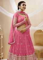 Pink Georgette Lehenga Choli With Sequins Zari Embroidered Work