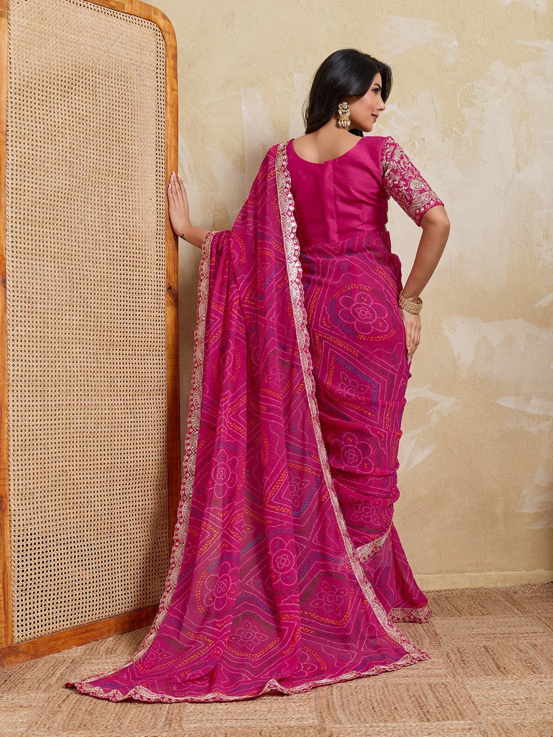 Pink Georgette Saree With Printed Classic Designer Saree