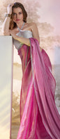 Pink Glamorous Bollywood Style Solid Fancy Designer Burberry Organza Saree