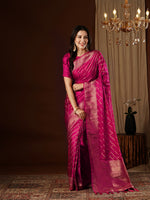 Pink Glamorous Jacquard Designer Satin Silk Saree