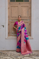 Pink Handloom Woven Kadwa Style Designer Banarasi Silk Saree