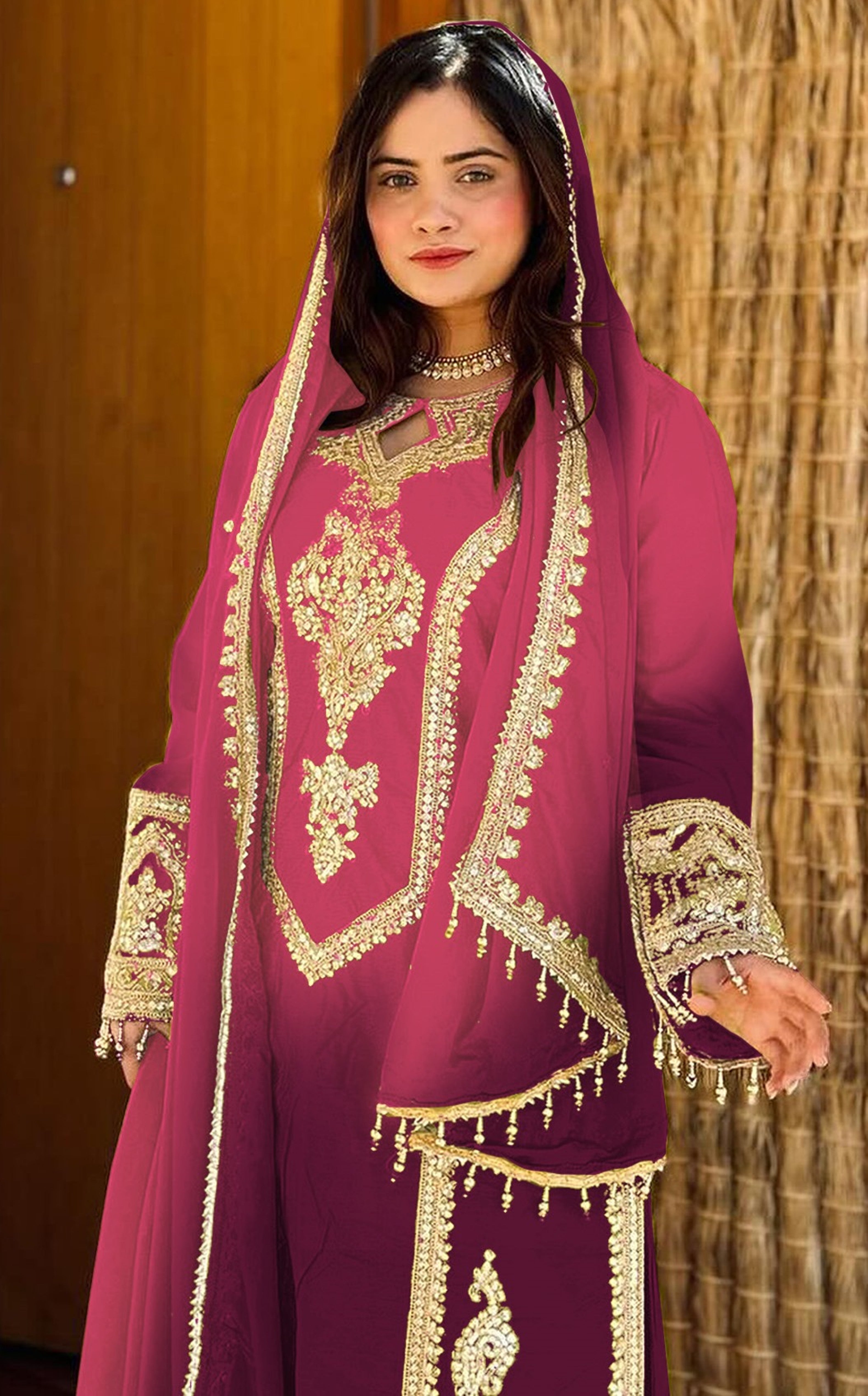 Pink Heavy Designer Suit With Heavy Embroidery Work