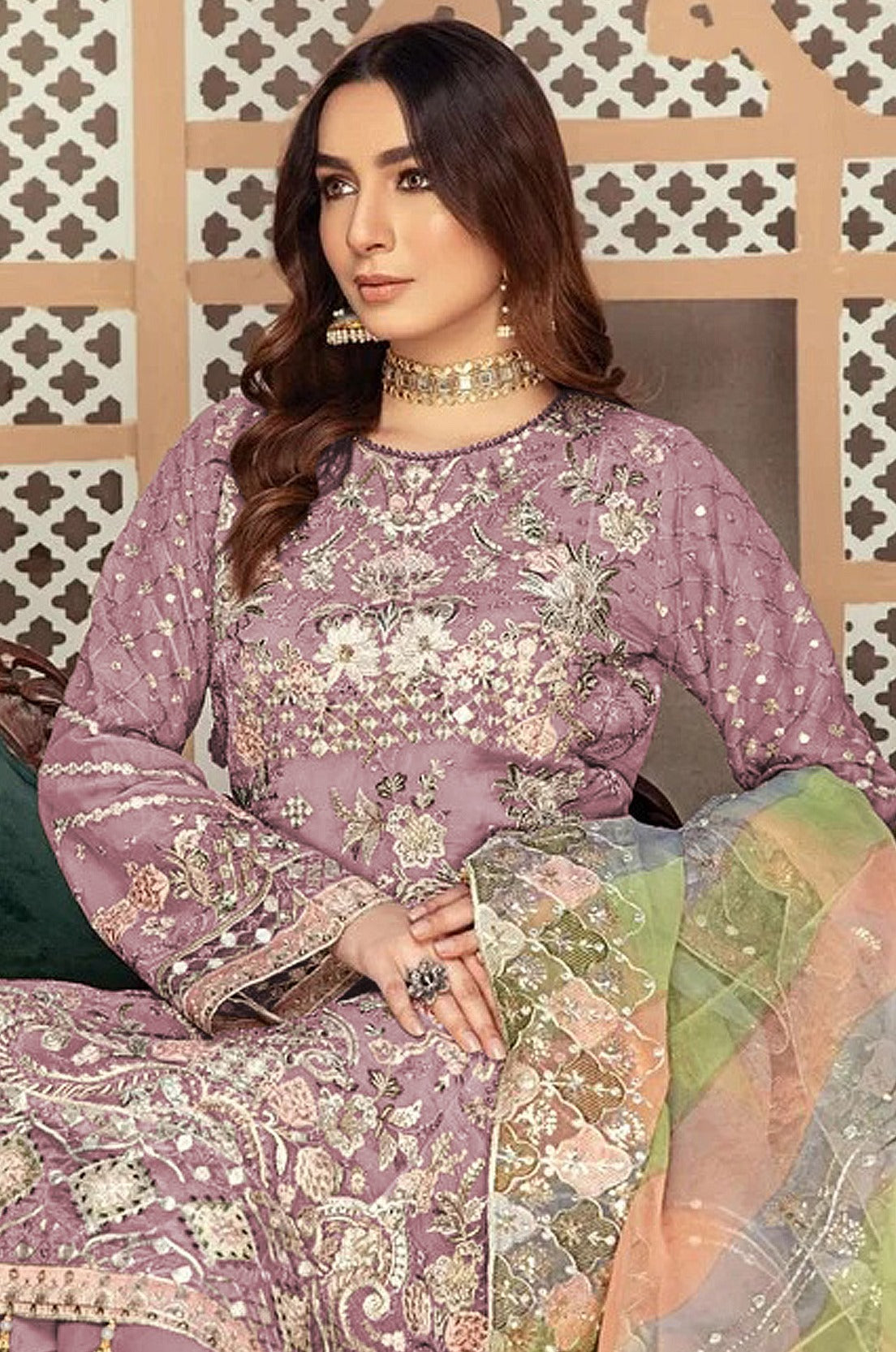 Pink Heavy Designer Suit With Heavy Embroidery Work