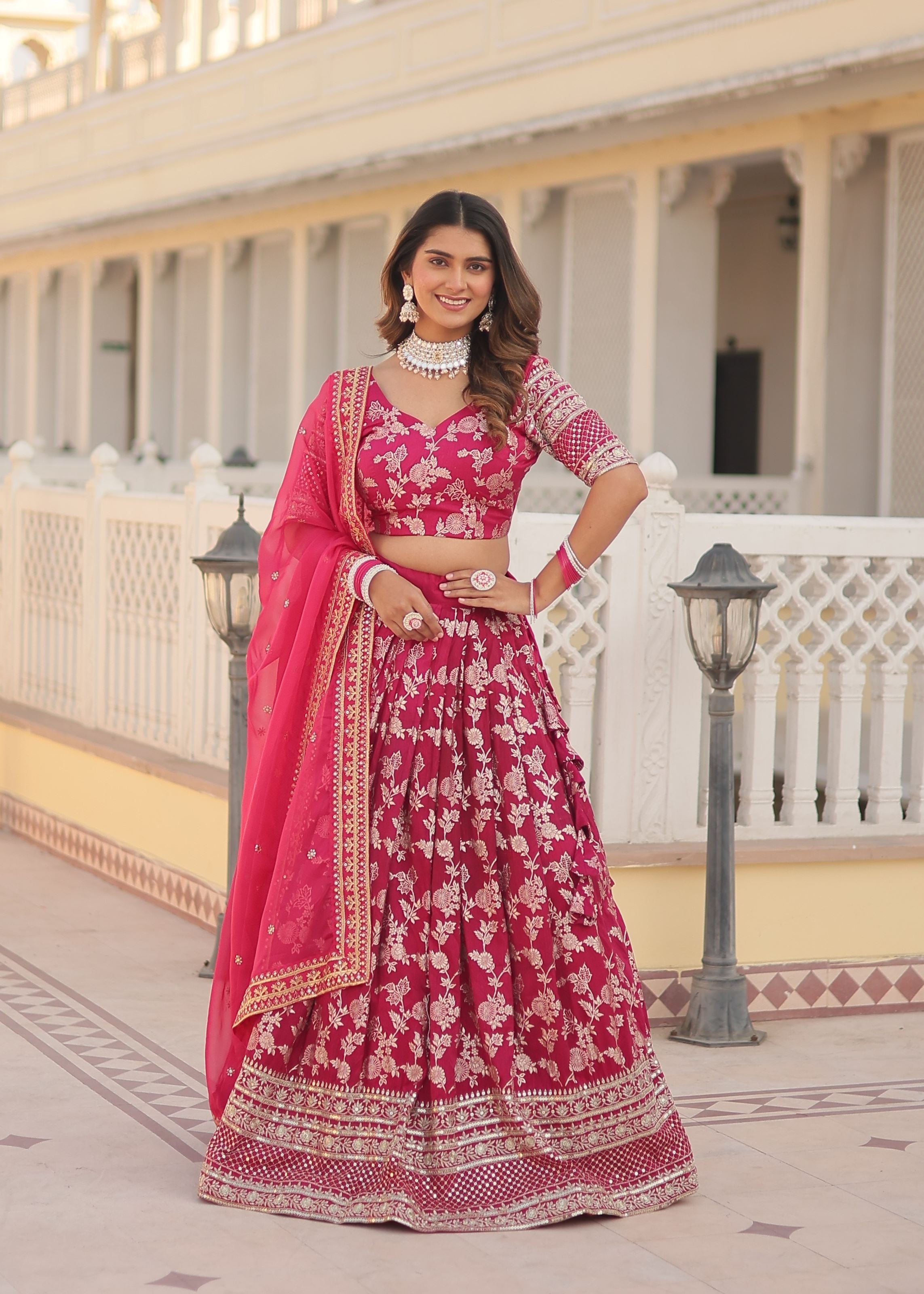 Pink Lehenga Choli with Heavy Embroidered Sequins work
