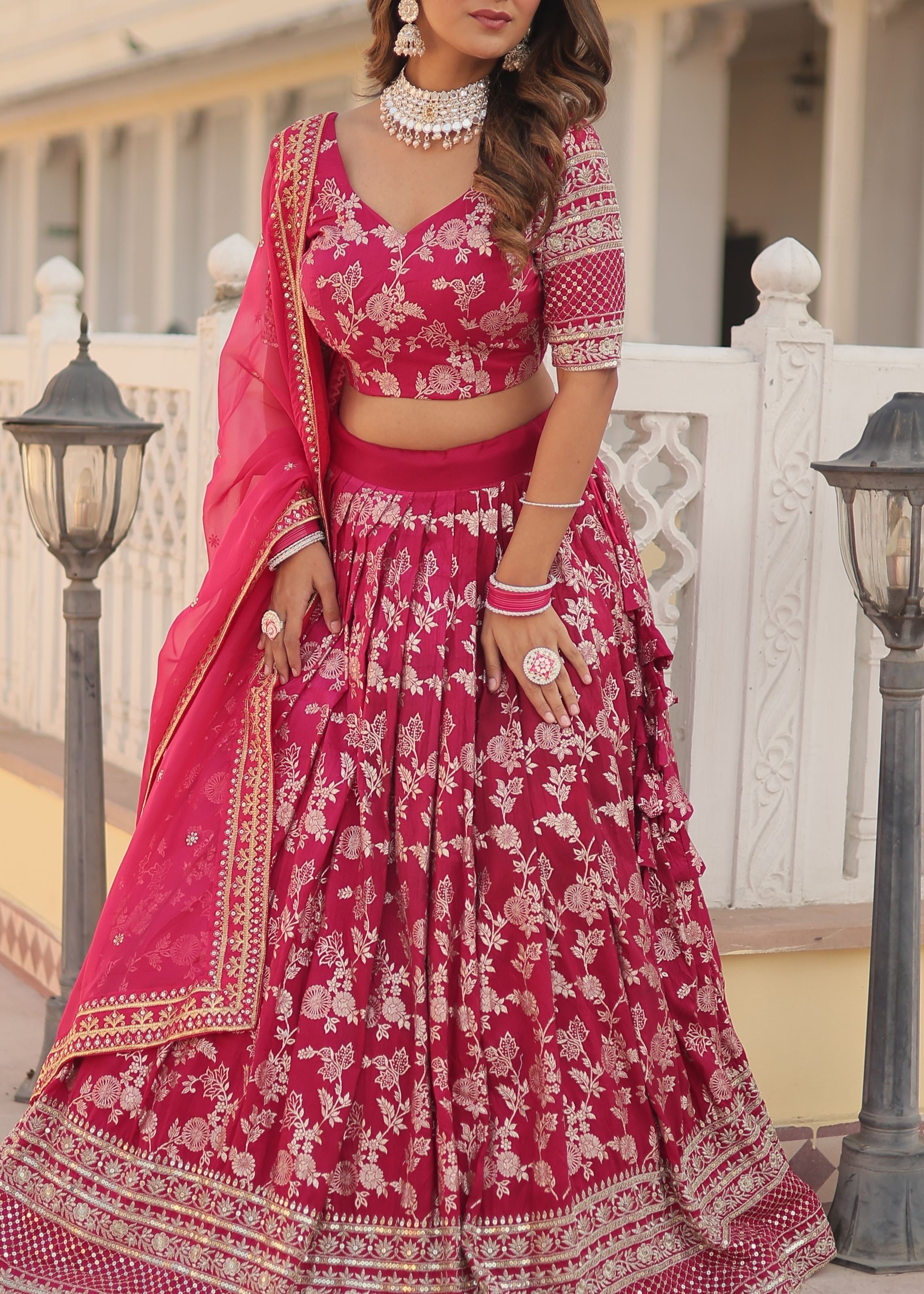 Pink Lehenga Choli with Heavy Embroidered Sequins work