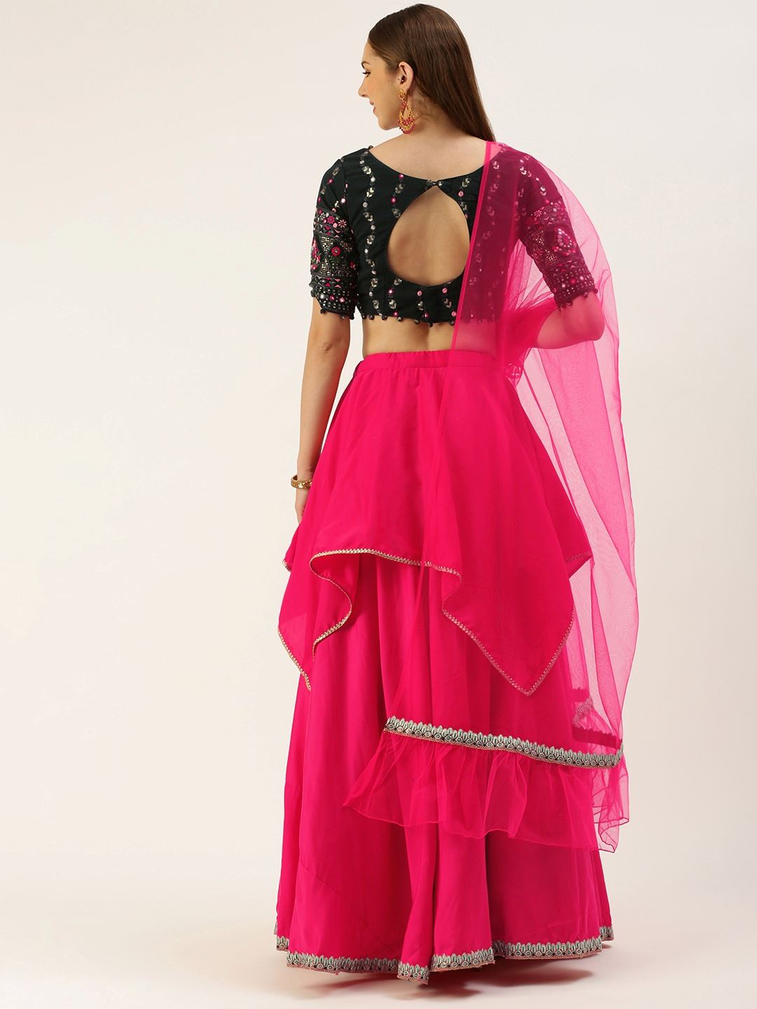 Pink Lehenga Choli with Thread Embroidery With Sequins Work