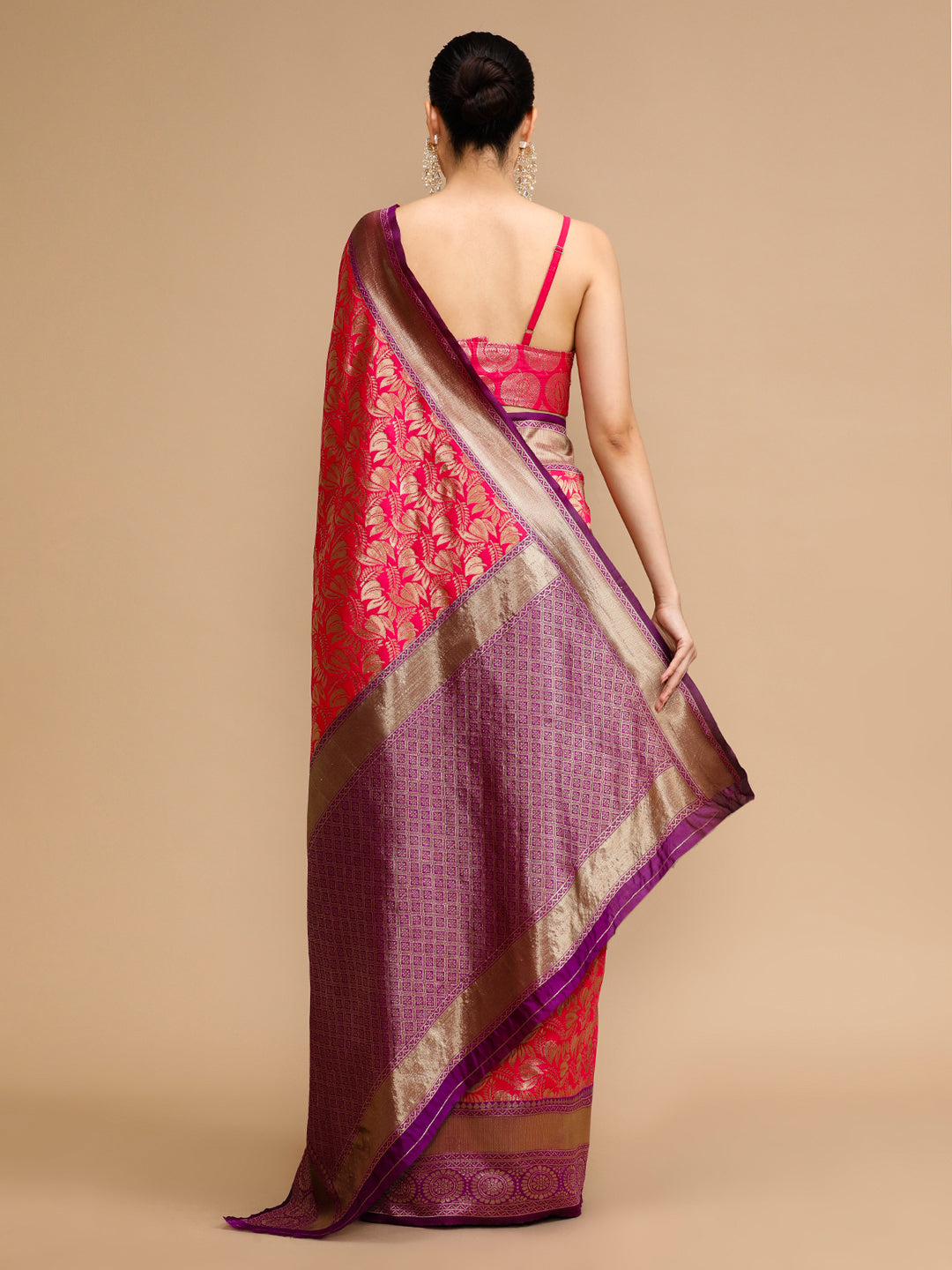 Pink Lichi Silk Saree Woven Jacquard Designer For Ceremonial Looks