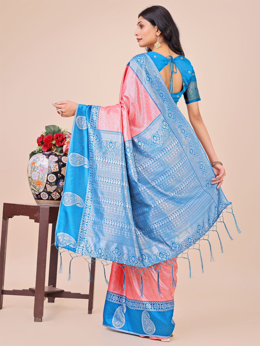 Pink Lichi Silk Woven Designer Festive Graceful Saree