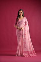 Pink Mul Cotton Saree with Keri Pallu and Butti Weaves