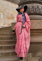 Pink Organza Handloom Saree With  Woven Work