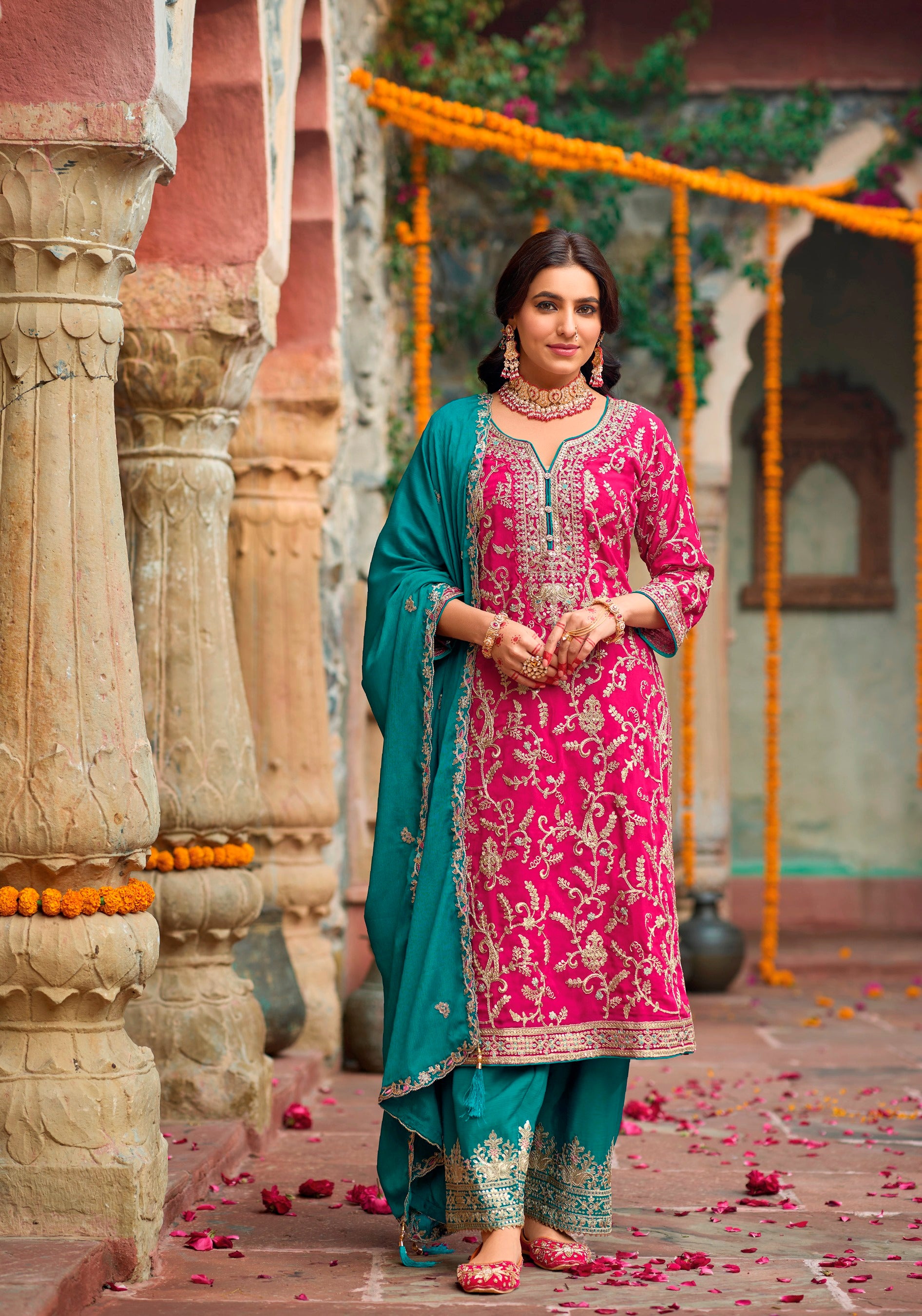 Pink Pakistani Salwar Suit With Heavy Embroidery Work