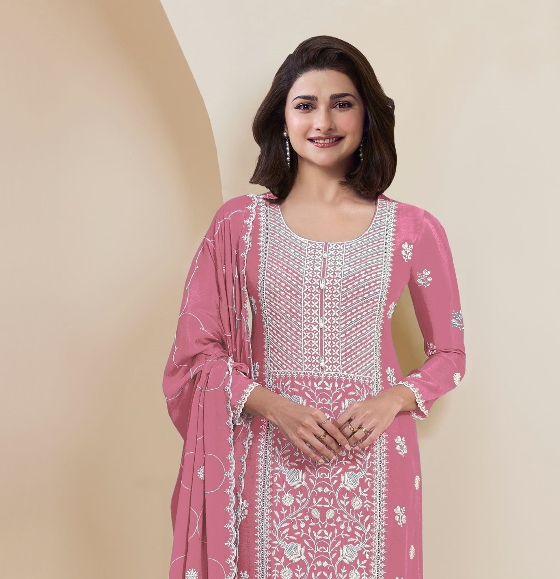 Pink Pakistani Salwar Suit With Heavy Embroidery Work