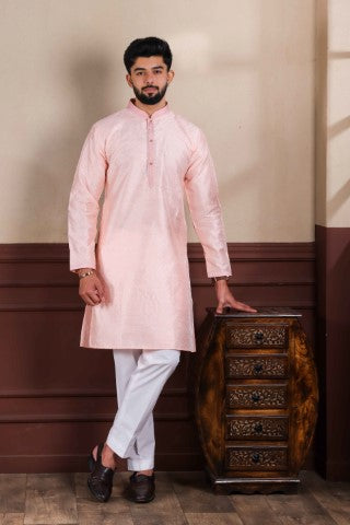 Pink Partywear Kurta Pajama with Designer Embroidery