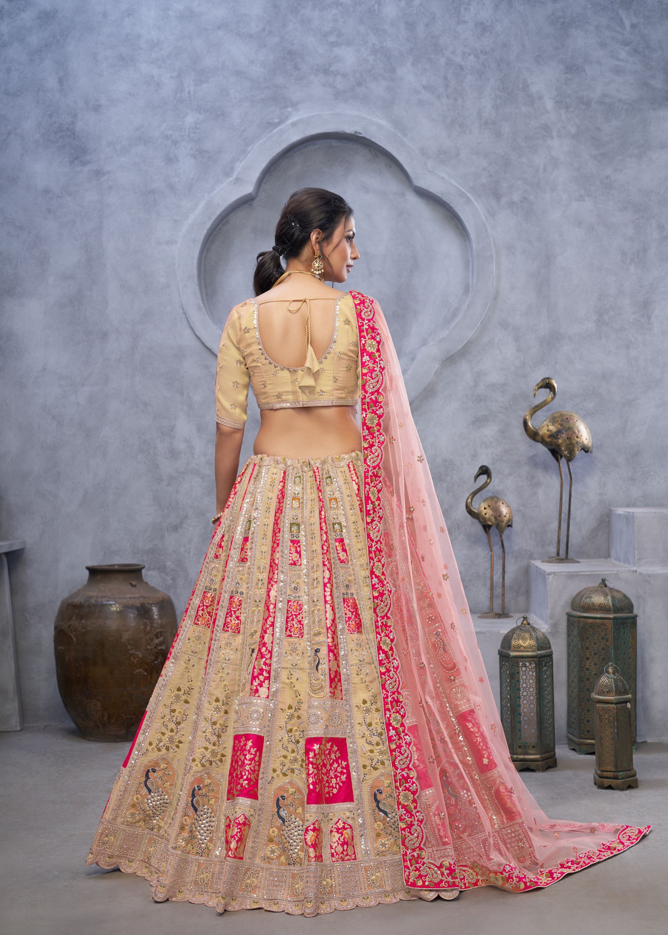 Pink Radiant Magenta Bridal  Silk Lehenga