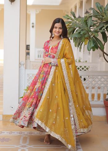 Pink Russian silk Suit With Embroidery Zari Sequins-work