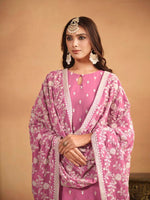 Pink Salwar Kameez With Thread Emboirdered Work
