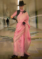 Pink Saree With Jacquared Woven Work