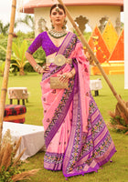 Pink Sigma Silk Saree With  Digital Patola Print