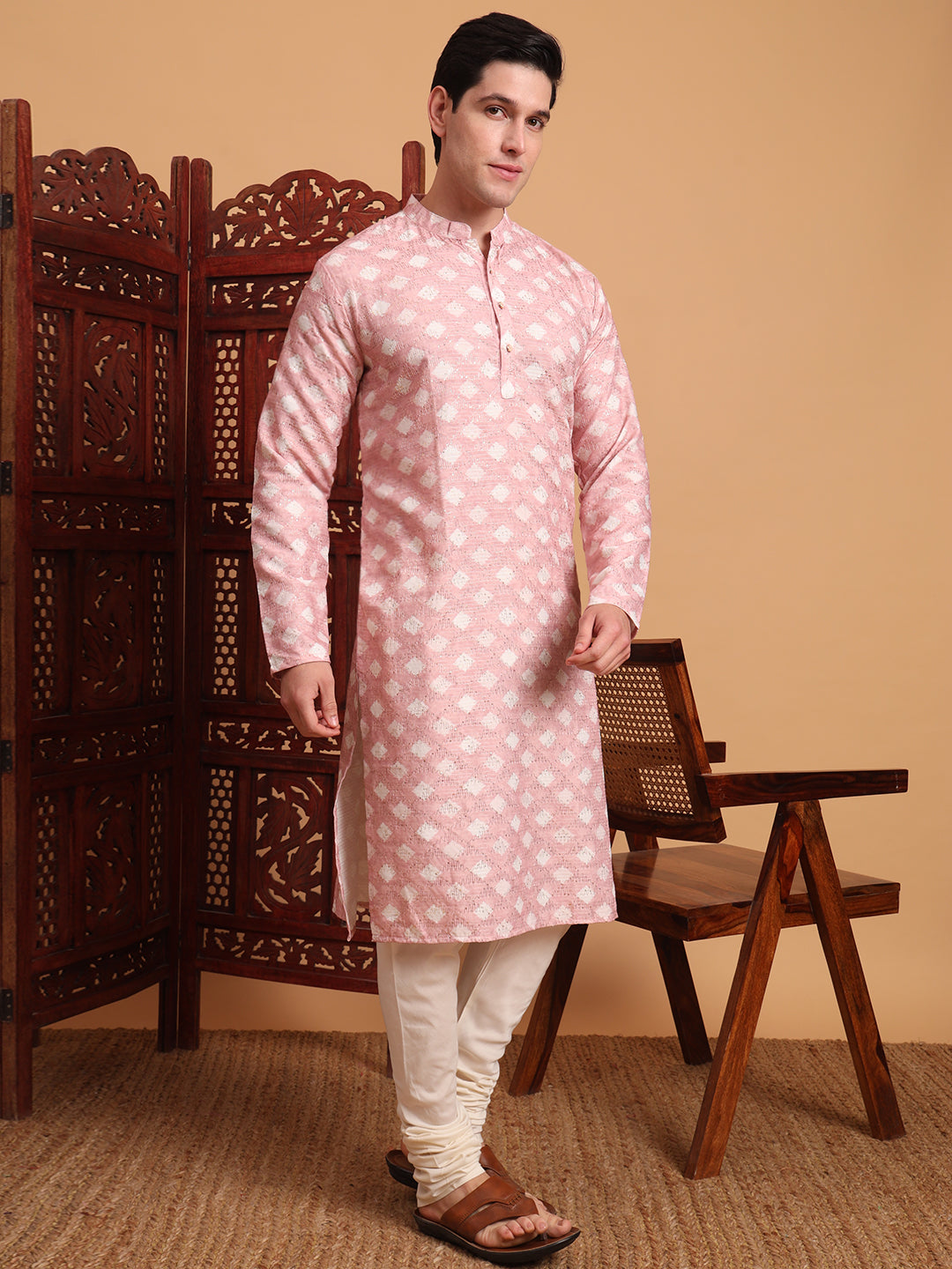 Pink Smart Printed Festive Wear Kurta
