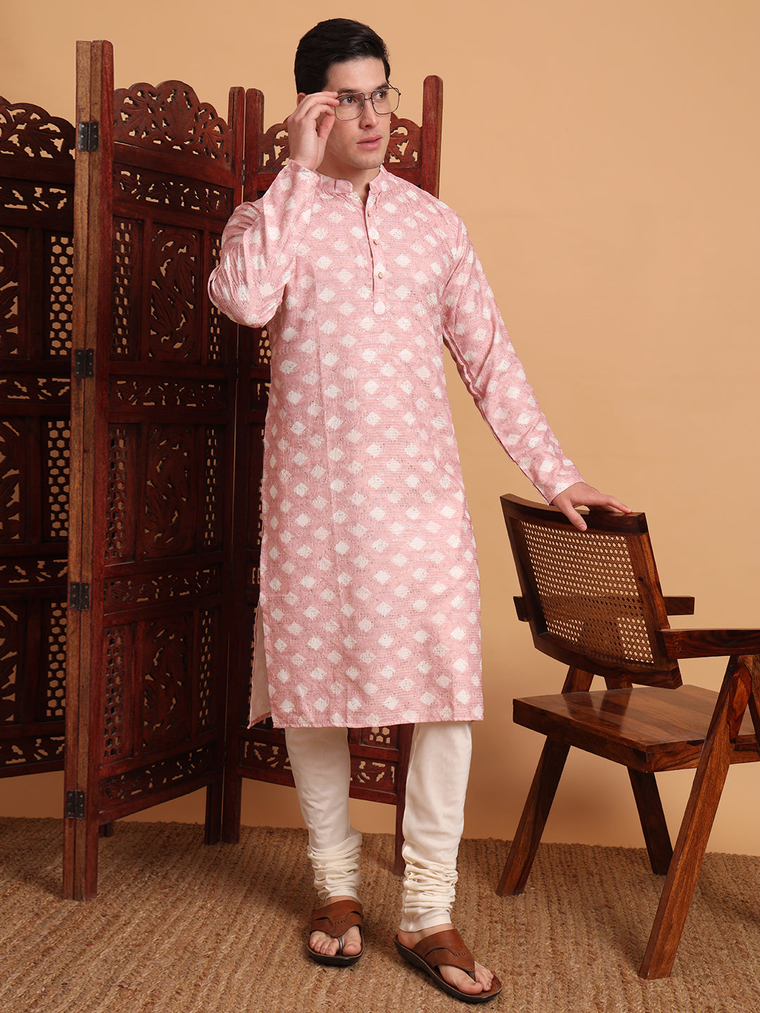 Pink Smart Printed Festive Wear Kurta