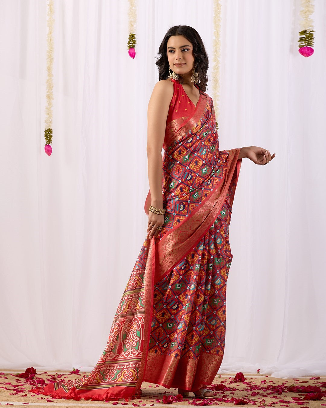 Pink Soft Lichi Silk Saree With Digital Printed Elegant Festive Saree
