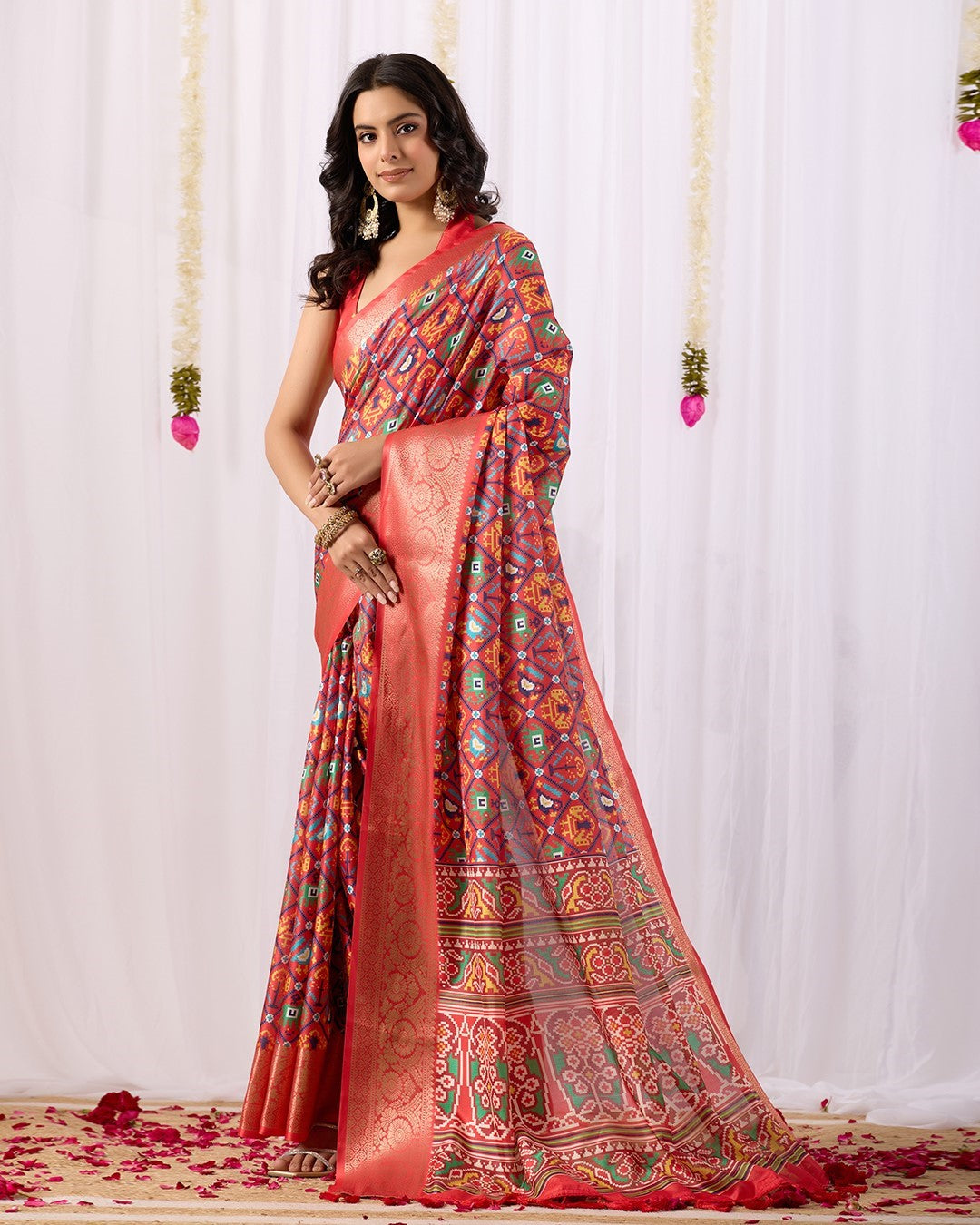 Pink Soft Lichi Silk Saree With Digital Printed Elegant Festive Saree
