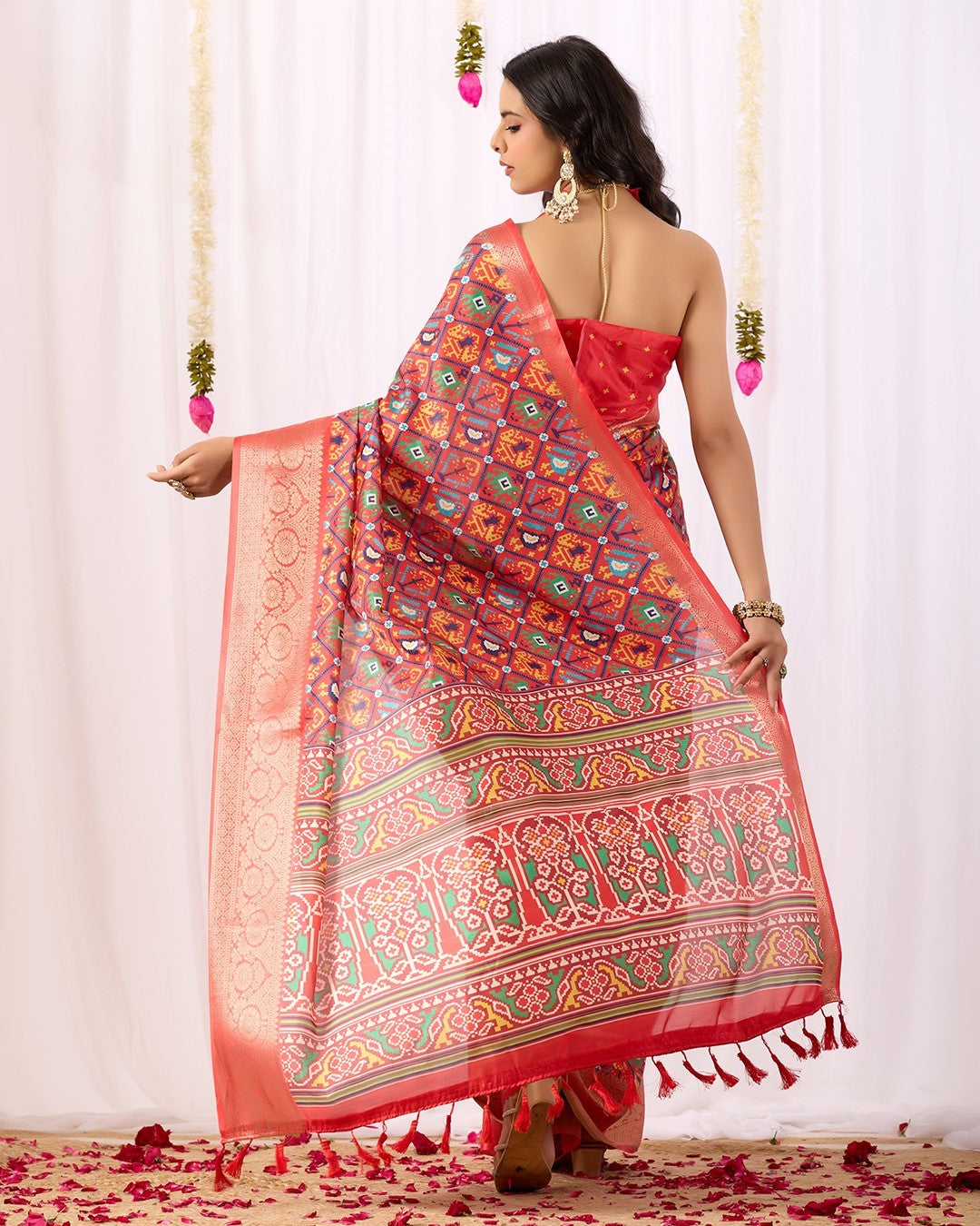 Pink Soft Lichi Silk Saree With Digital Printed Elegant Festive Saree