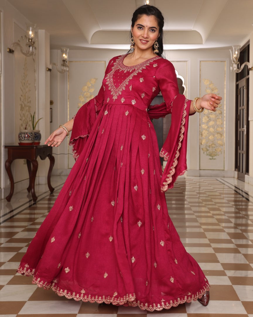 Pink Soft Silk Designer Suit Set With Sequin Embroidery