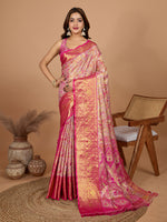 Pink Soft Silk Heavy Woven Jari Designer Adorable Ethnic Saree