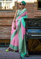 Pink Soft Silk Saree with Jacquard Woven Work