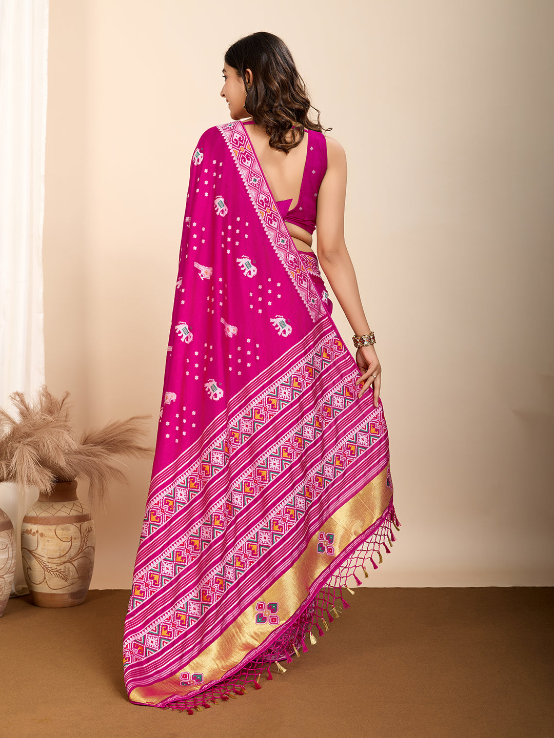 Pink Soft Silk Woven Meenakari Designer Ceremonial Saree