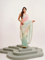 Pink Tissue Embellished Sequinned Work Fancy Saree