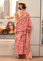 Pink Tissue Silk Saree With  Printed