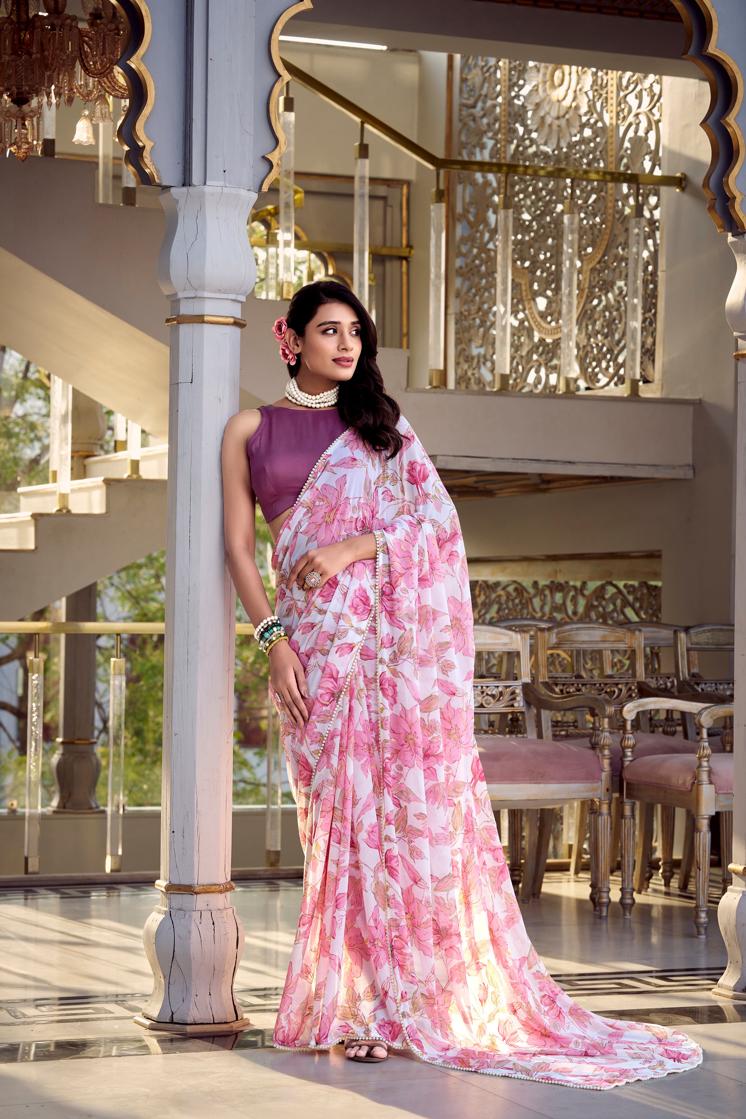 Pink Weightless Marble Sarees for Effortless Elegance