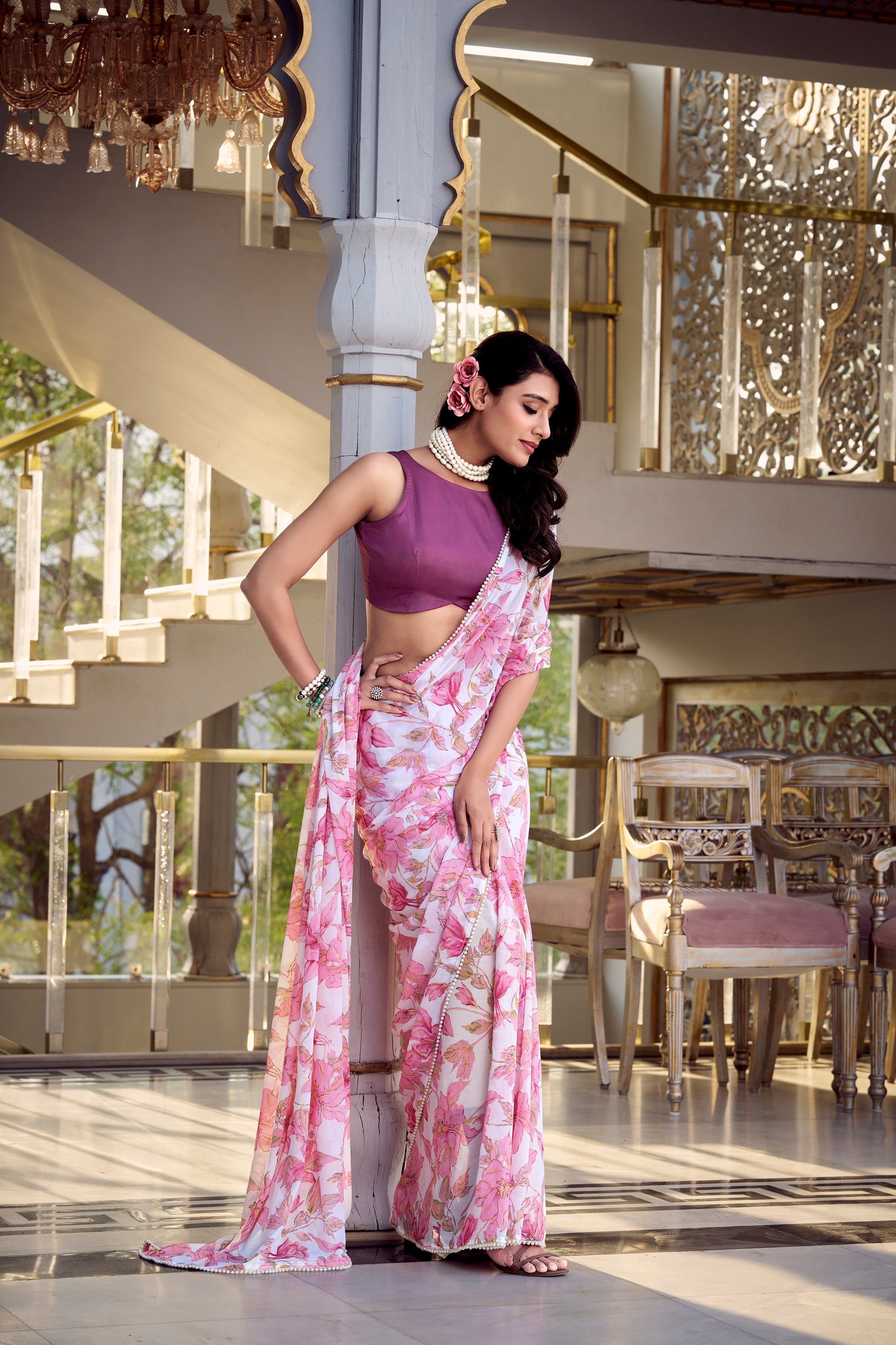 Pink Weightless Marble Sarees for Effortless Elegance
