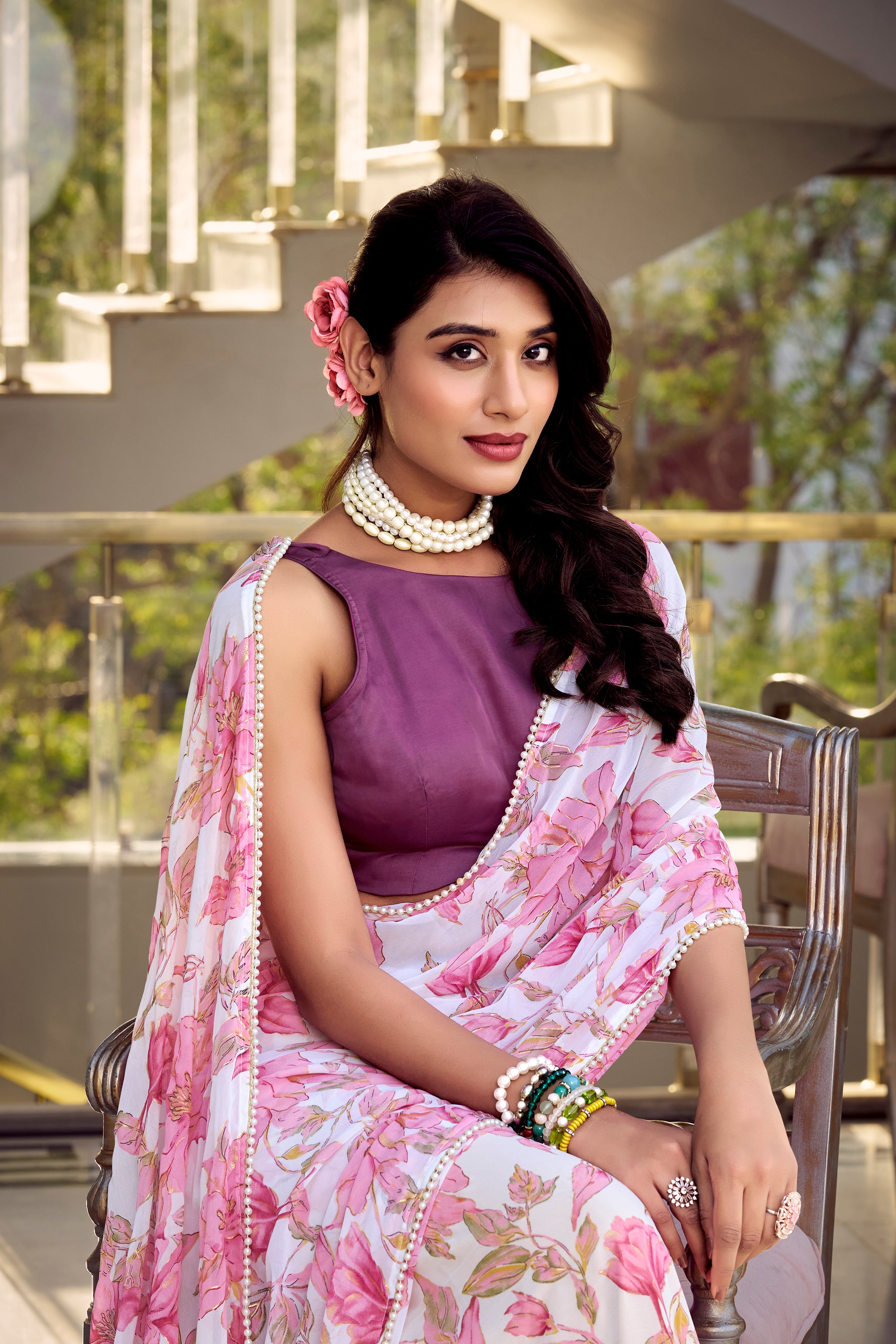 Pink Weightless Marble Sarees for Effortless Elegance