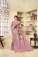 Pink Woven Jacquard Designer With Printed Rich Silk Stylish Ceremonial Saree