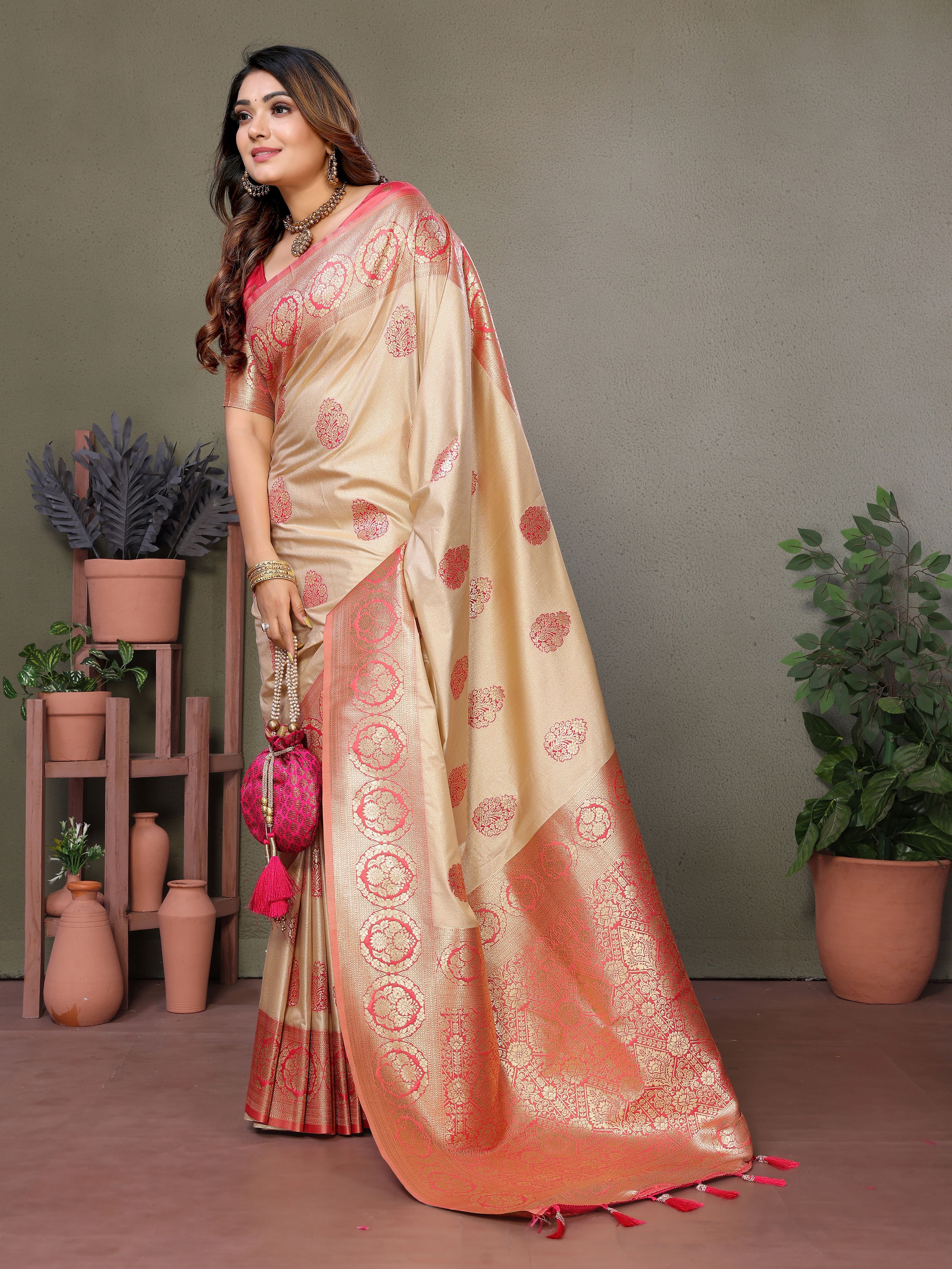 Pink Woven Rich Pallu Designer Viscose Silk Ethnic Saree