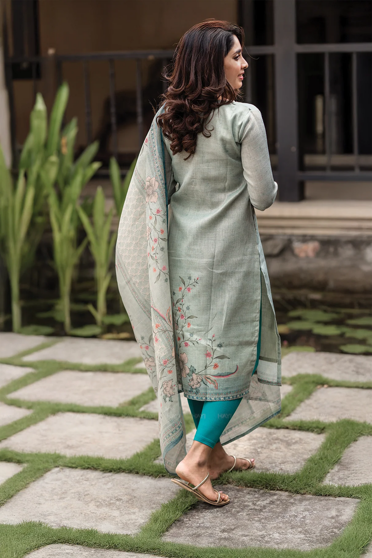 Pista Green Cotton Kurta Pant Set  Printed